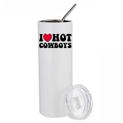 I Heart Love Hot Cowboys Stainless Steel Tumbler