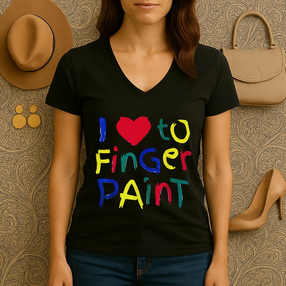 I Heart Love To Finger Paint IM Paint Cute Women's V-Neck T-Shirt