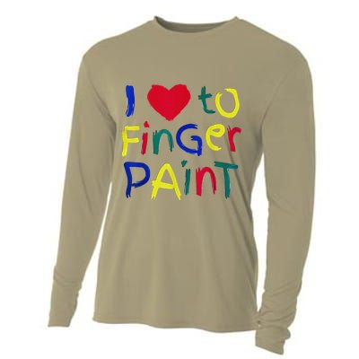 I Heart Love To Finger Paint IM Paint Cute Cooling Performance Long Sleeve Crew