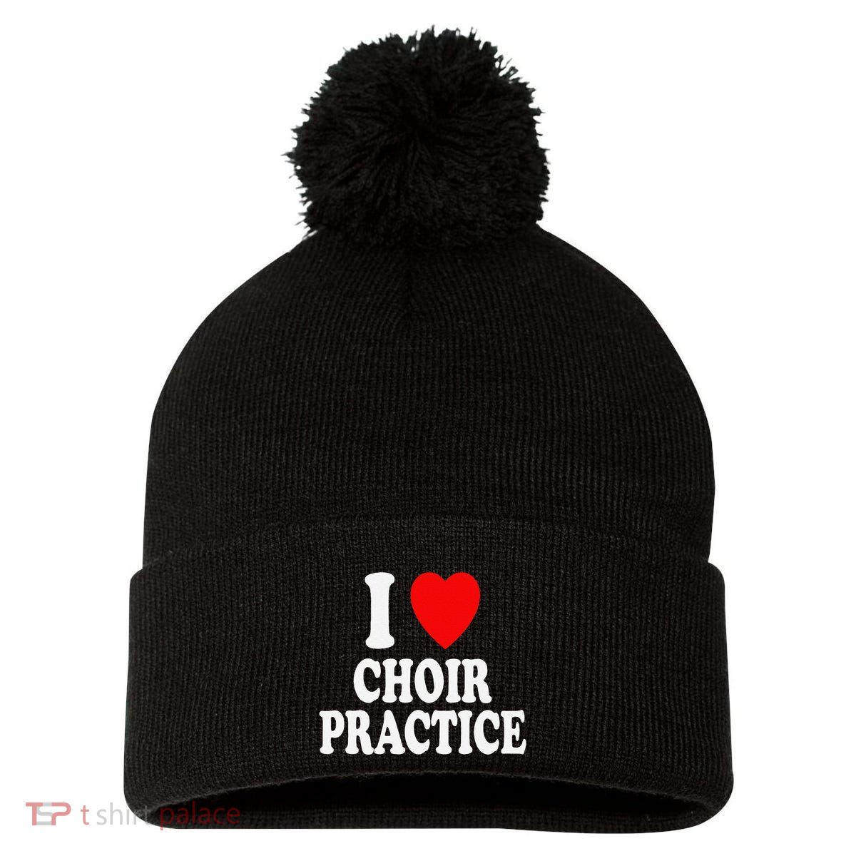 I Heart (Love) Choir Practice Singing Chorus Pom Pom 12in Knit Beanie