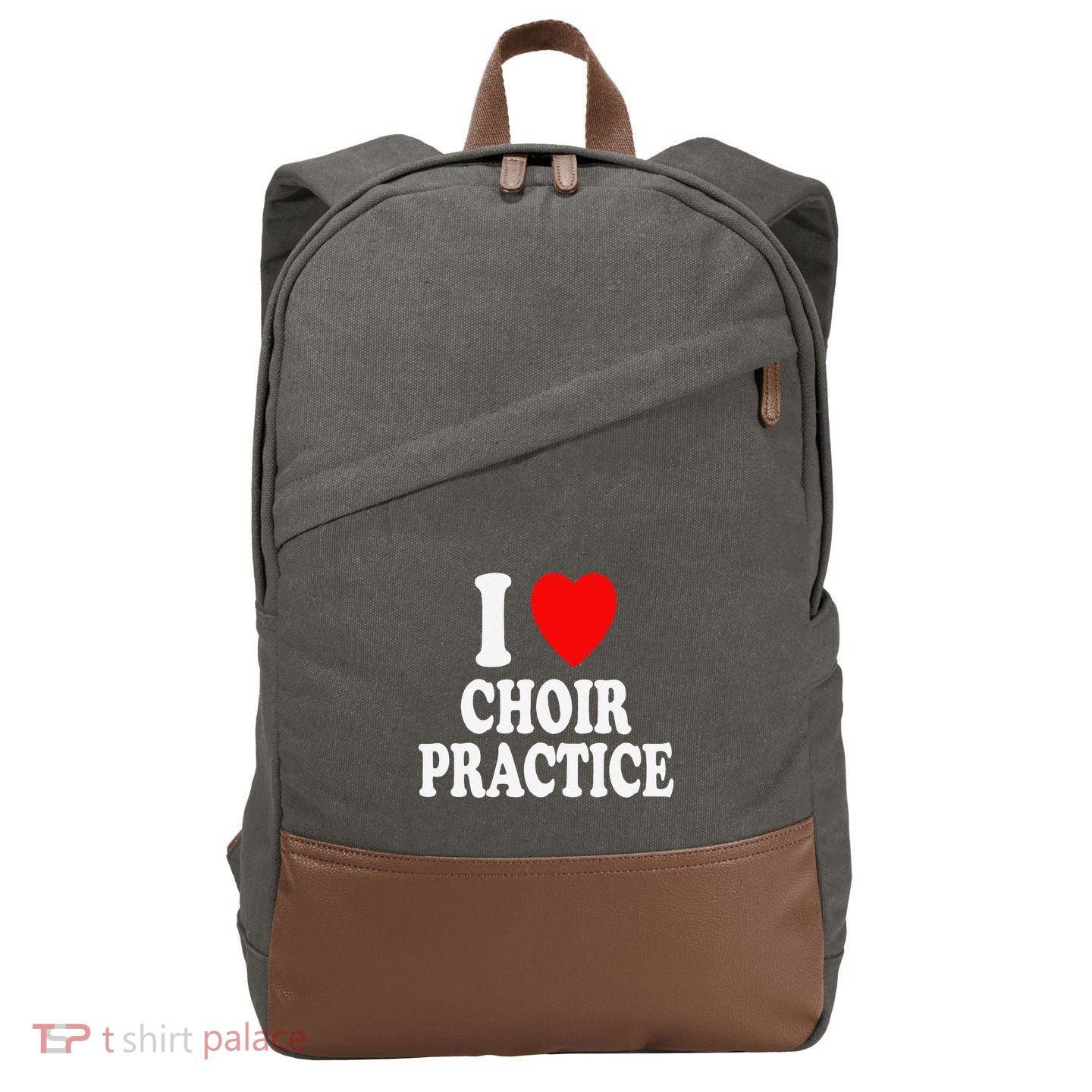 I Heart (Love) Choir Practice Singing Chorus Cotton Canvas Backpack