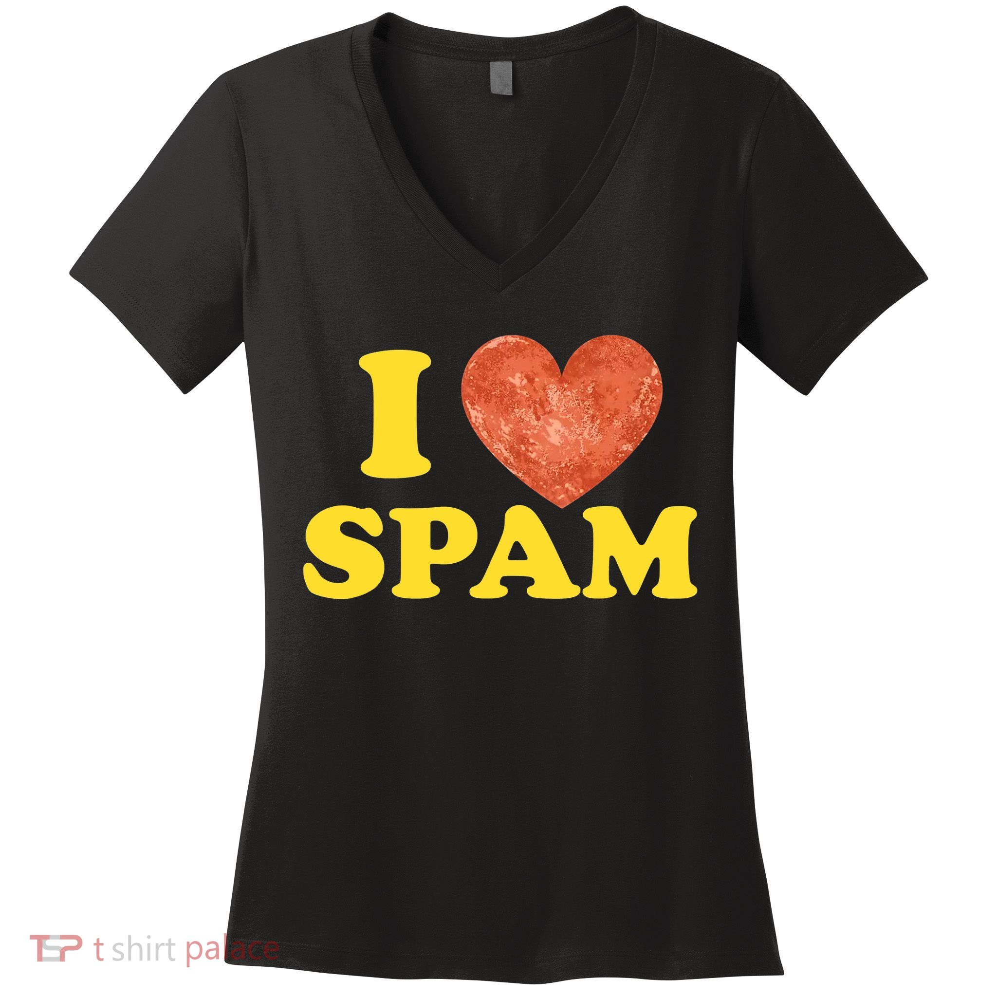 I Heart Love Spam Canned Cooked Pork Food Lover Spam Women's V-Neck T-Shirt