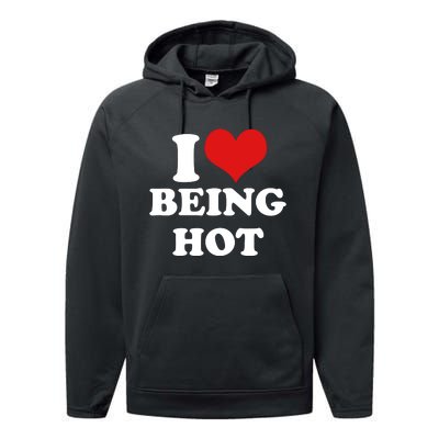 I Heart Love Being Hot Funny Meme Performance Fleece Hoodie