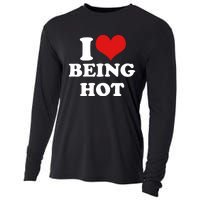 I Heart Love Being Hot Funny Meme Cooling Performance Long Sleeve Crew