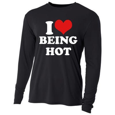 I Heart Love Being Hot Funny Meme Cooling Performance Long Sleeve Crew