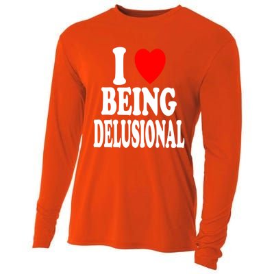 I Heart (Love) Being Delusional Gift Cooling Performance Long Sleeve Crew