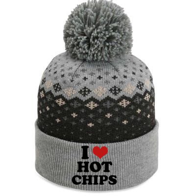 I Heart Love Hot Chips Funny 2000s Celebrity Inspired Meme The Baniff Cuffed Pom Beanie