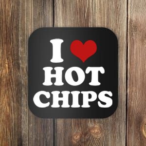 I Heart Love Hot Chips Funny 2000s Celebrity Inspired Meme Coaster