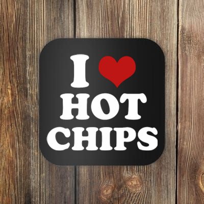 I Heart Love Hot Chips Funny 2000s Celebrity Inspired Meme Coaster