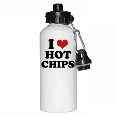 I Heart Love Hot Chips Funny 2000s Celebrity Inspired Meme Aluminum Water Bottle