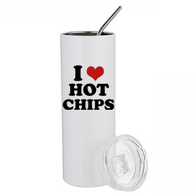 I Heart Love Hot Chips Funny 2000s Celebrity Inspired Meme Stainless Steel Tumbler