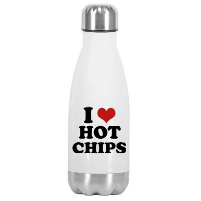 I Heart Love Hot Chips Funny 2000s Celebrity Inspired Meme Stainless Steel Insulated Water Bottle