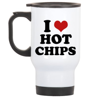 I Heart Love Hot Chips Funny 2000s Celebrity Inspired Meme Stainless Steel Travel Mug