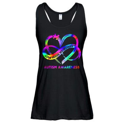 Infinity Heart Love Autism Awareness Needs No Words Ladies Essential Flowy Tank