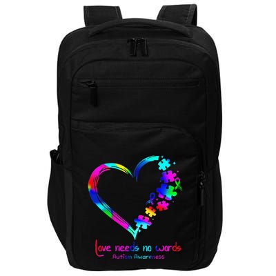 Infinity Heart Love Autism Awareness Needs No Words Tie Dye Impact Tech Backpack