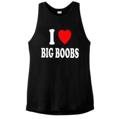 I Heart (Love) Big Boobs Ladies PosiCharge Tri-Blend Wicking Tank