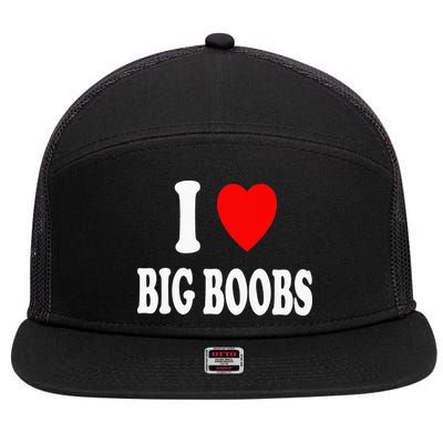I Heart (Love) Big Boobs 7 Panel Mesh Trucker Snapback Hat