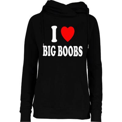 I Heart (Love) Big Boobs Womens Funnel Neck Pullover Hood