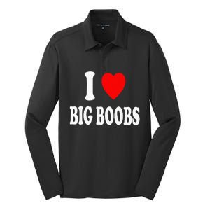 I Heart (Love) Big Boobs Silk Touch Performance Long Sleeve Polo