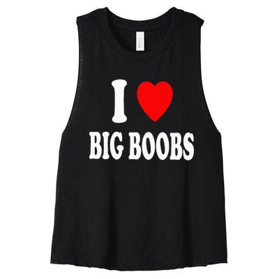 I Heart (Love) Big Boobs Women's Racerback Cropped Tank