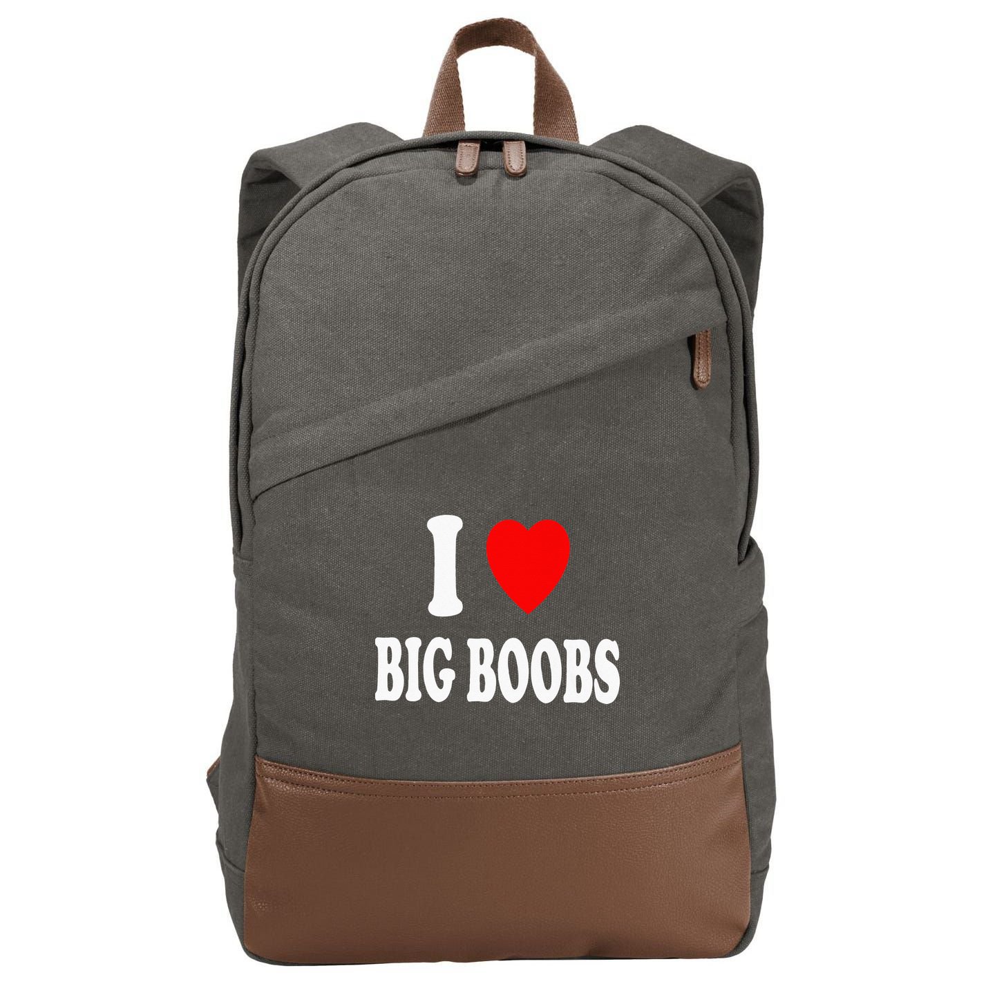 I Heart (Love) Big Boobs Cotton Canvas Backpack