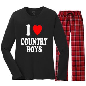 I Heart (Love) Country Attraction Southern South Women's Long Sleeve Flannel Pajama Set 