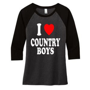 I Heart (Love) Country Attraction Southern South Women's Tri-Blend 3/4-Sleeve Raglan Shirt