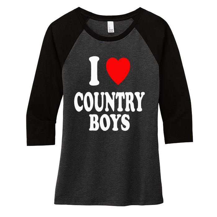 I Heart (Love) Country Attraction Southern South Women's Tri-Blend 3/4-Sleeve Raglan Shirt