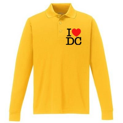 I Heart Love Washington Wa Dc Performance Long Sleeve Polo