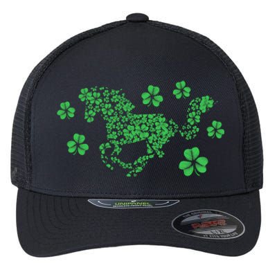 Irish Horse Lover Horseback Riding Equestrian Rider Shamrock Meaningful Gift Flexfit Unipanel Trucker Cap