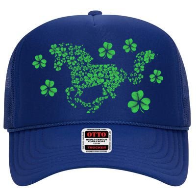 Irish Horse Lover Horseback Riding Equestrian Rider Shamrock Meaningful Gift High Crown Mesh Back Trucker Hat