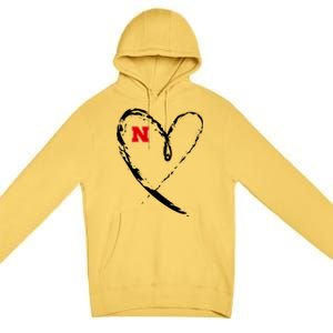 I Heart Love Nebraska Football Premium Pullover Hoodie