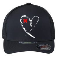 I Heart Love Nebraska Football Flexfit Unipanel Trucker Cap