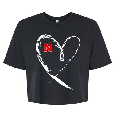 I Heart Love Nebraska Football Bella+Canvas Jersey Crop Tee