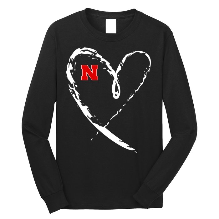 I Heart Love Nebraska Football Long Sleeve Shirt