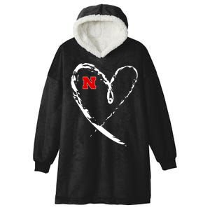 I Heart Love Nebraska Football Hooded Wearable Blanket