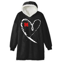 I Heart Love Nebraska Football Hooded Wearable Blanket