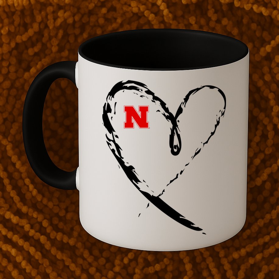I Heart Love Nebraska Football Mug