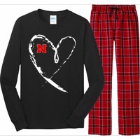 I Heart Love Nebraska Football Long Sleeve Pajama Set