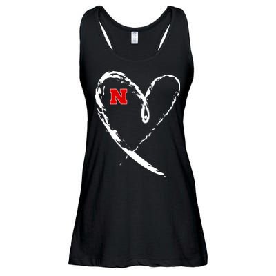 I Heart Love Nebraska Football Ladies Essential Flowy Tank