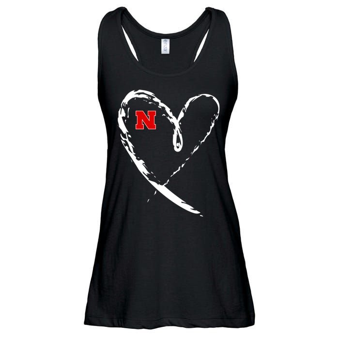 I Heart Love Nebraska Football Ladies Essential Flowy Tank