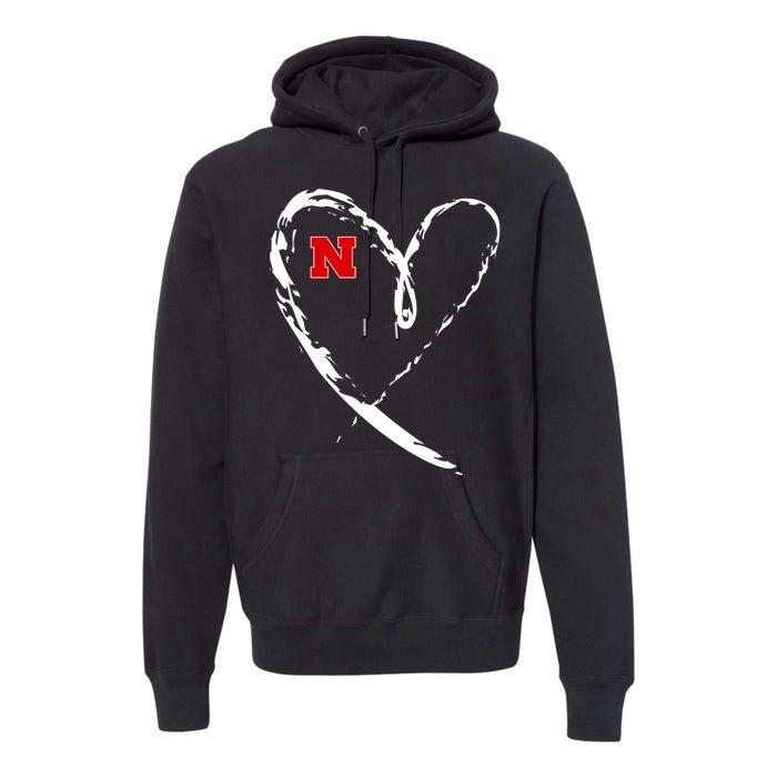 I Heart Love Nebraska Football Premium Hoodie