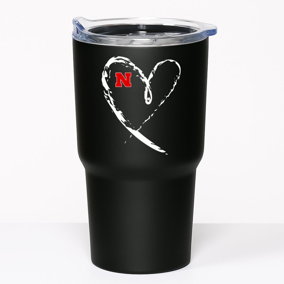 I Heart Love Nebraska Football Tumbler