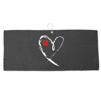 I Heart Love Nebraska Football Large Microfiber Waffle Golf Towel