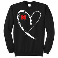 I Heart Love Nebraska Football Tall Sweatshirt