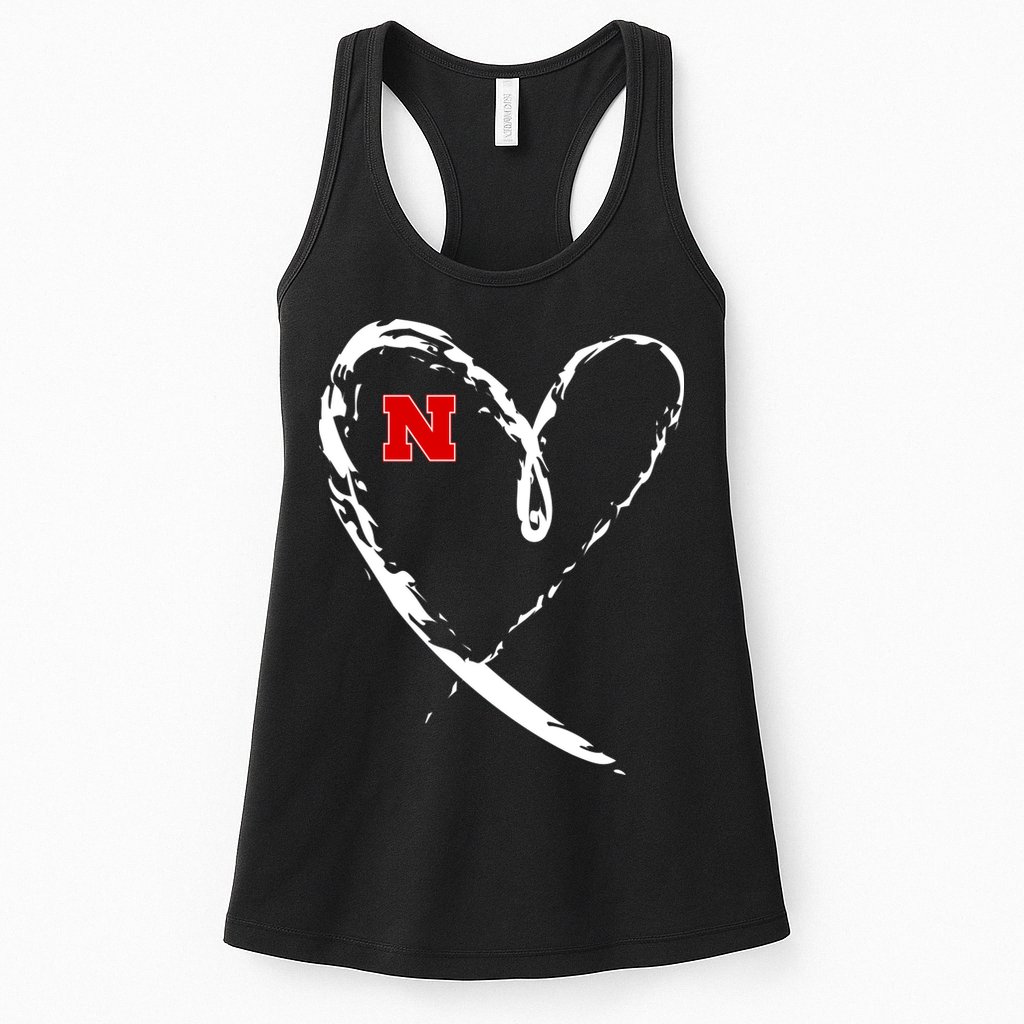 I Heart Love Nebraska Football Womens Tank Top