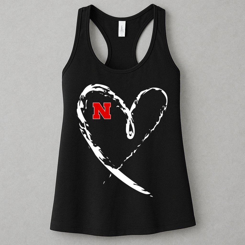 I Heart Love Nebraska Football Womens Tank Top