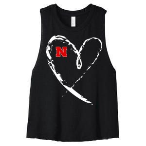 I Heart Love Nebraska Football Women's Racerback Cropped Tank