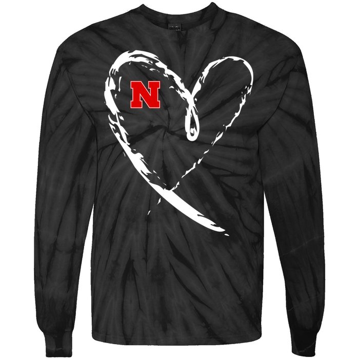 I Heart Love Nebraska Football Tie-Dye Long Sleeve Shirt