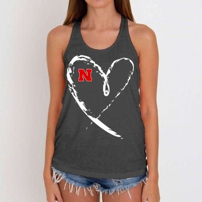 I Heart Love Nebraska Football Women's Knotted Racerback Tank